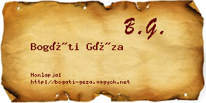 Bogáti Géza névjegykártya